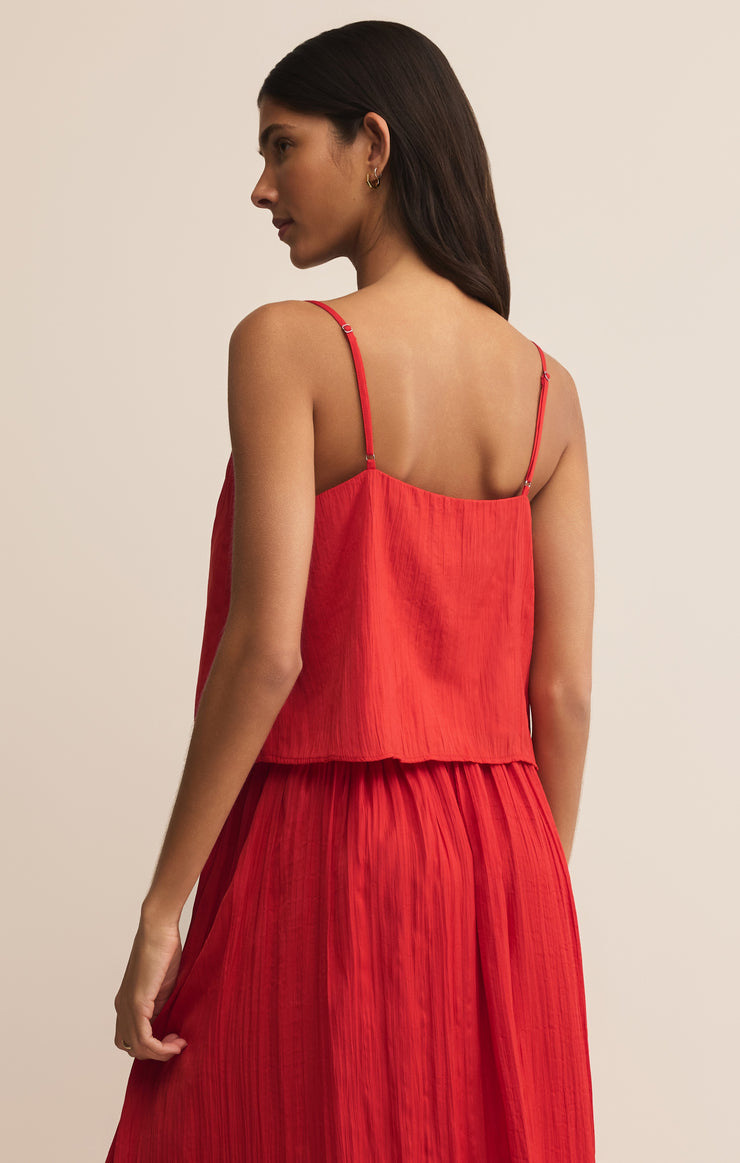 Z Supply Fiore Satin Crop Tank - Cabana Red