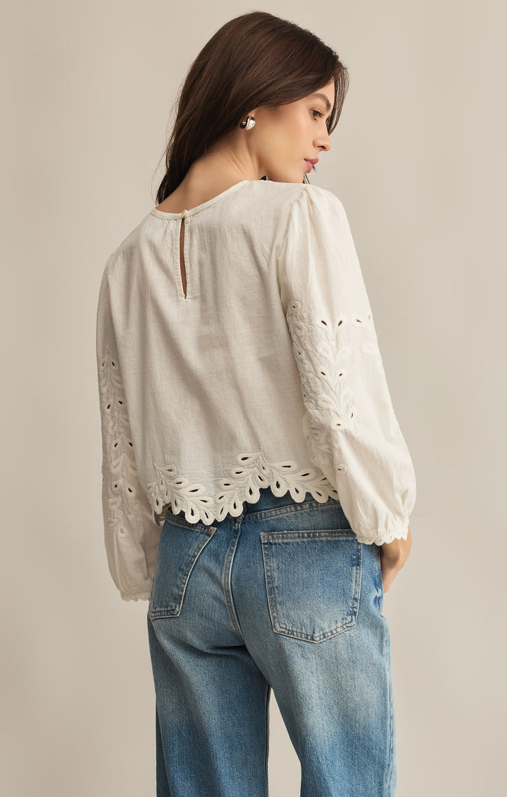 Z Supply Ambroise Embroidered Linen Top - White
