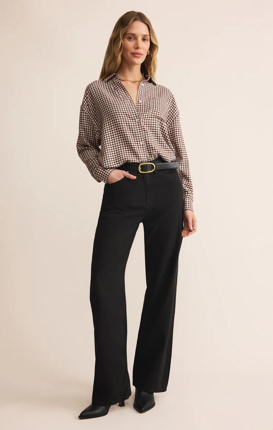 Z Supply River Plaid Button Up - Chocolate Cherry