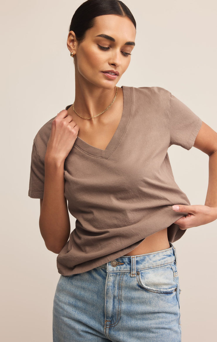 Z Supply Weekdays V-Neck Tee-Smokey