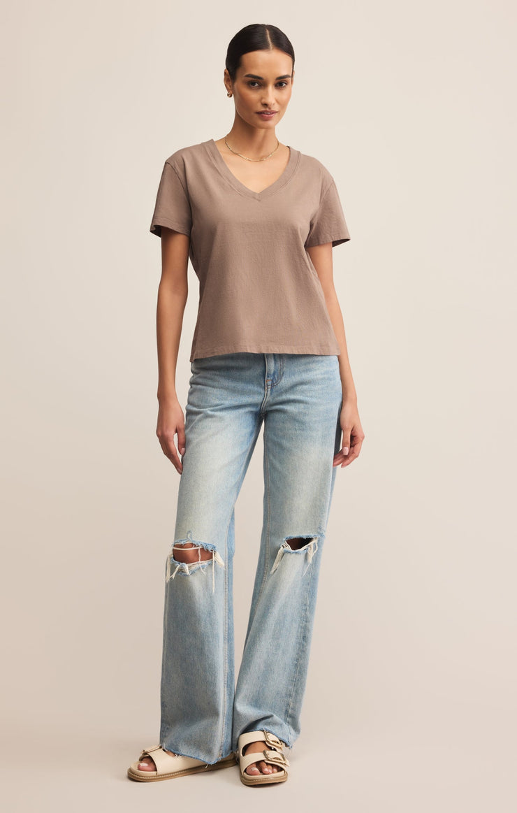 Z Supply Weekdays V-Neck Tee-Smokey