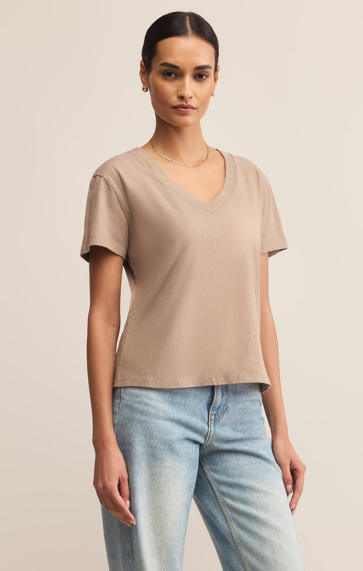 Z Supply Weekdays V-Neck Tee-Smokey