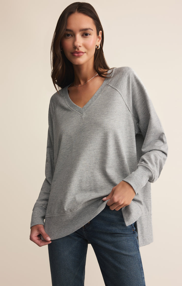 Z Supply Modern V-Neck Weekender - Classic Heather Grey