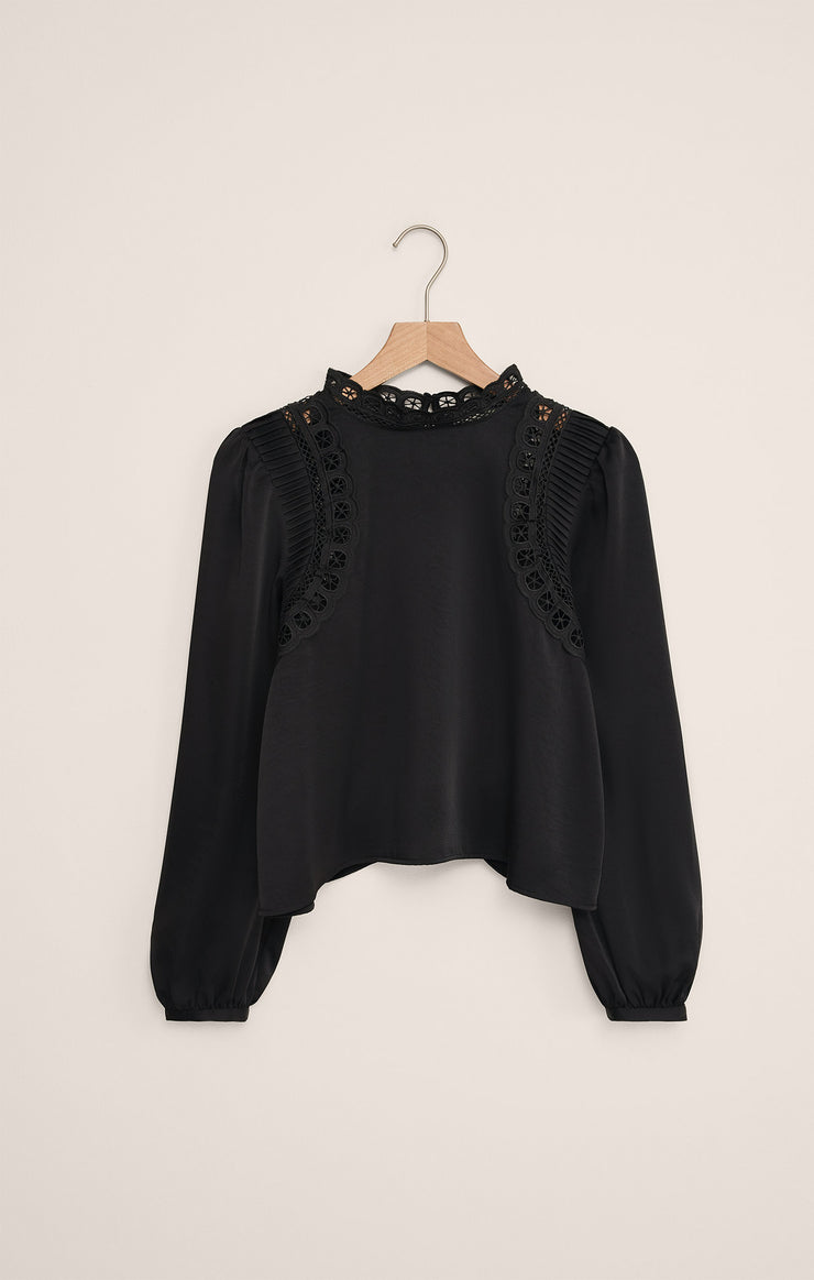 Z Supply Silvana Embroidered Top-Black