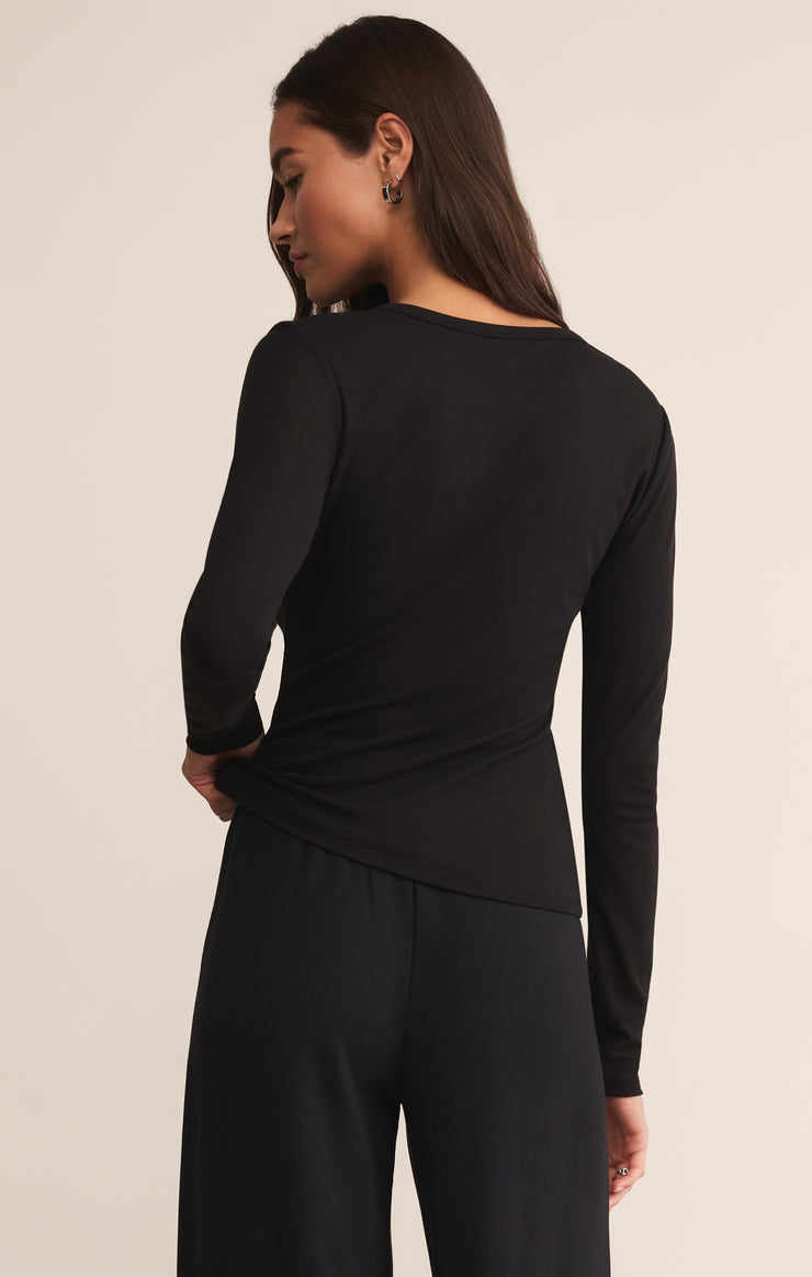 Z Supply Second Skin Long Sleeve Crew - Black