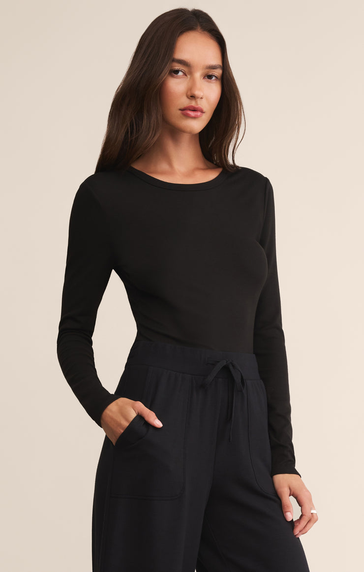 Z Supply Second Skin Long Sleeve Crew - Black