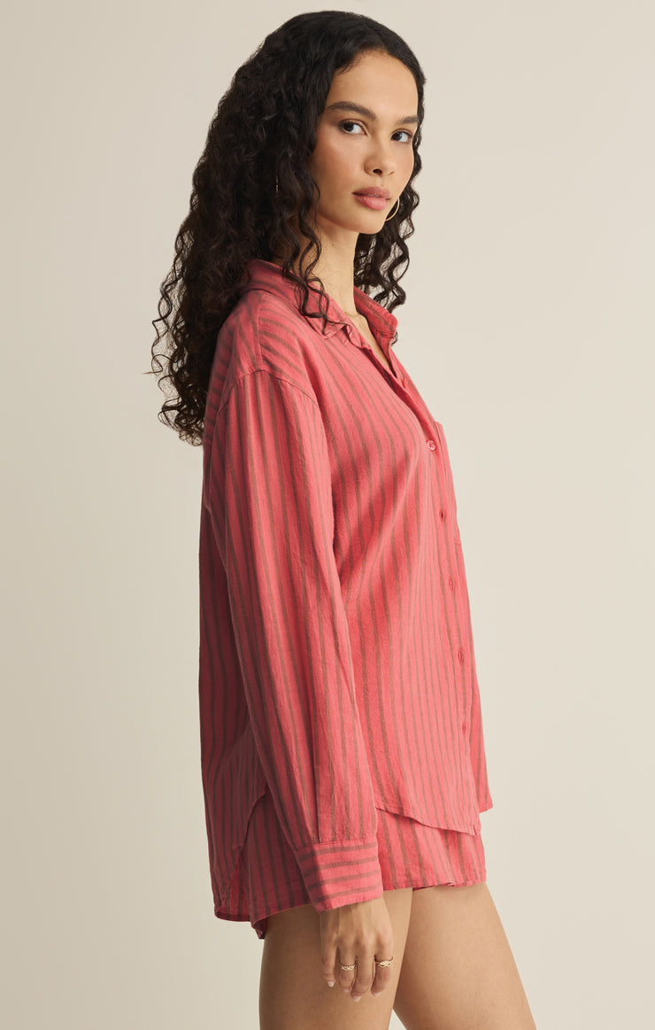 Z Supply The Perfect Striped Linen Button Up - Gelato