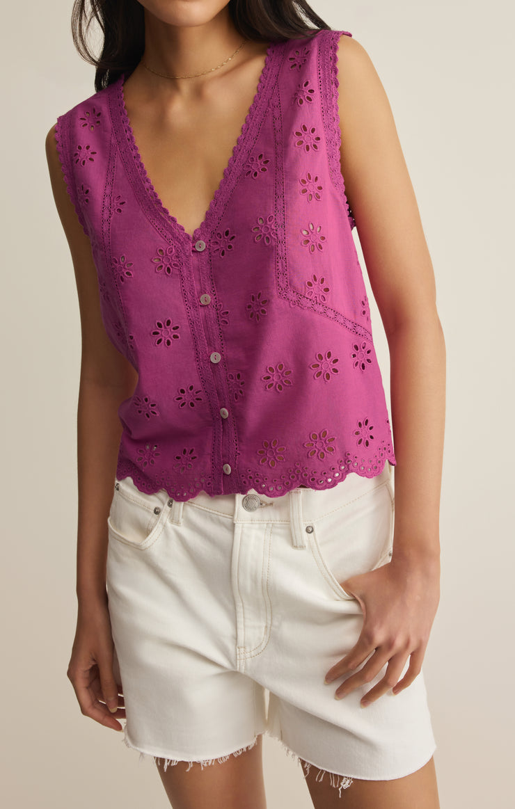 Z Supply Darcy Eyelet Tank - Berry Blush