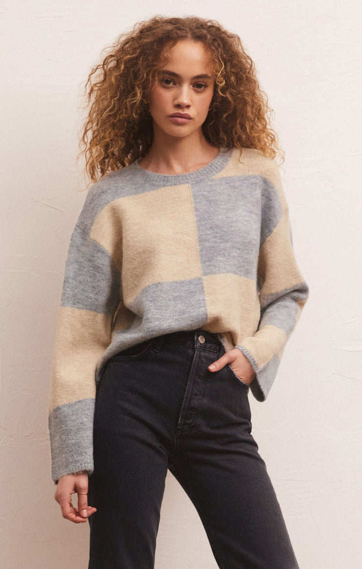 Z Supply Rosi Blocked Sweater-Heather Grey