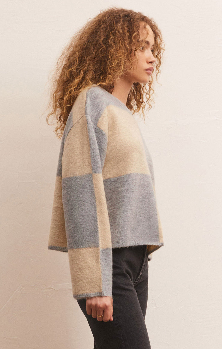 Z Supply Rosi Blocked Sweater-Heather Grey