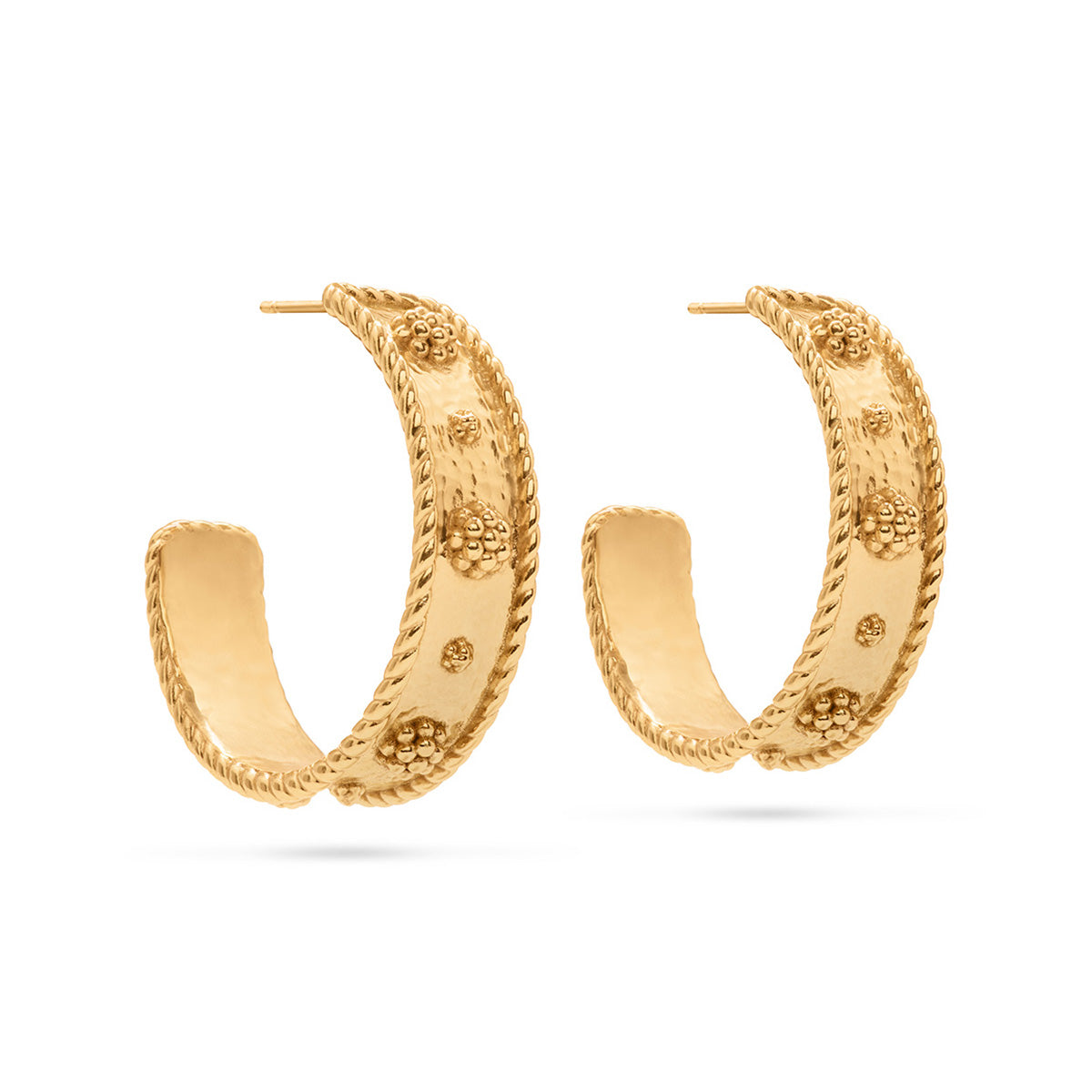 Capucine de Wulf “Berry” Classic Medium Hoop Earrings-Hammered Gold