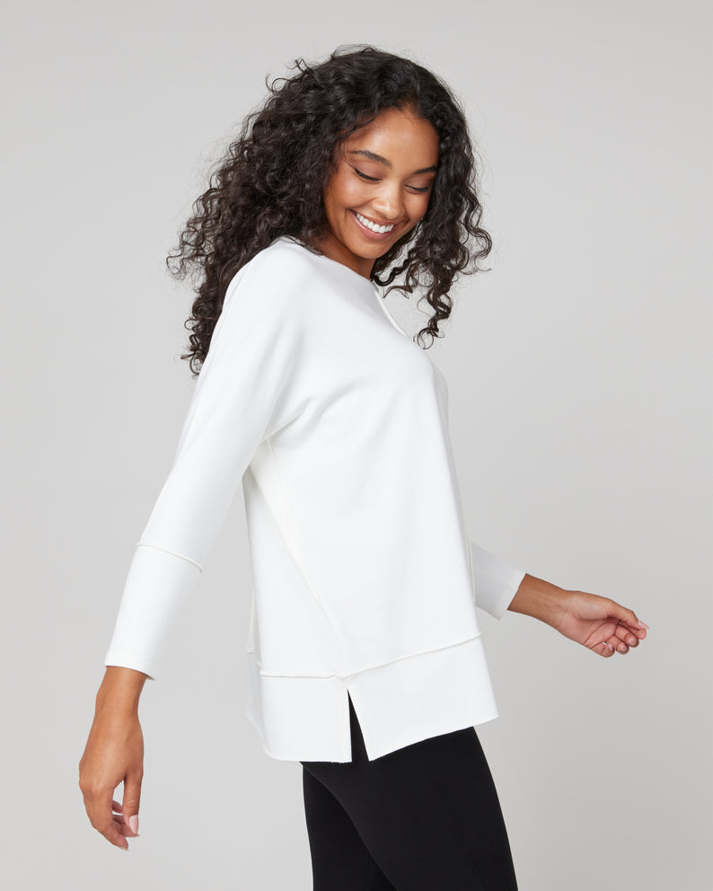 Spanx Perfect Length Top Dolman Sweatshirt-Powder