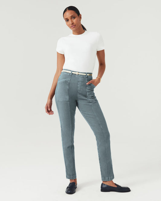 Spanx Stretch Twill Straight Leg Pant-Hazy Grey Blue