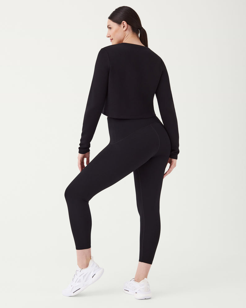 Spanx AirEssentials Cropped Long Sleeve Top-Very Black