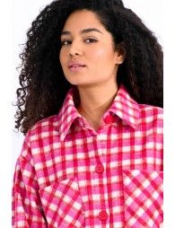 Lili Sidonio Boyfriend Shacket-Red/Pink/Ivory