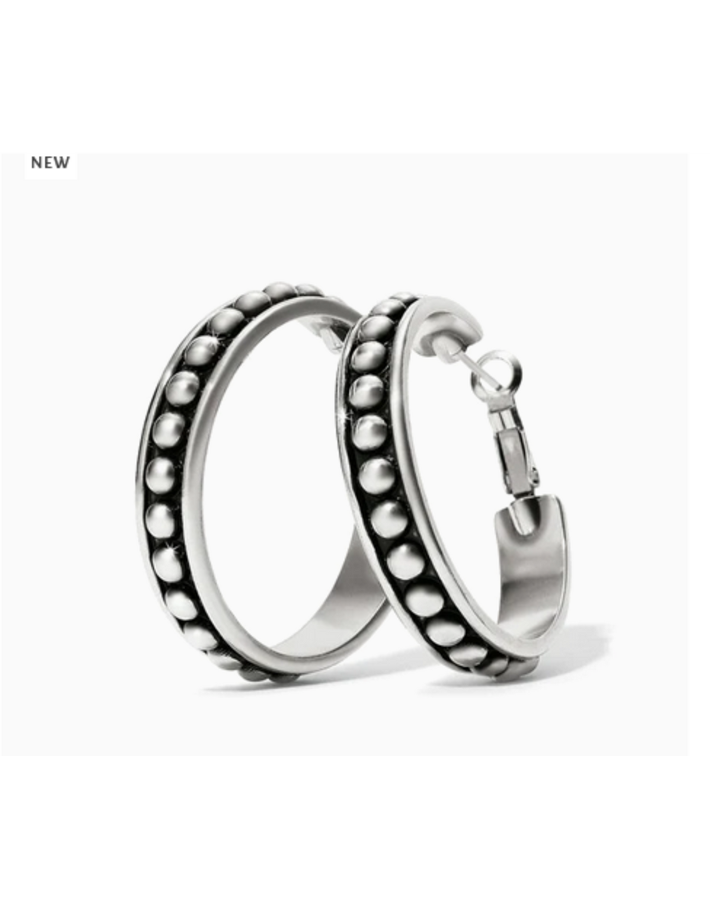 Brighton Pretty Tough Stud Large Hoop Earrings-Silver