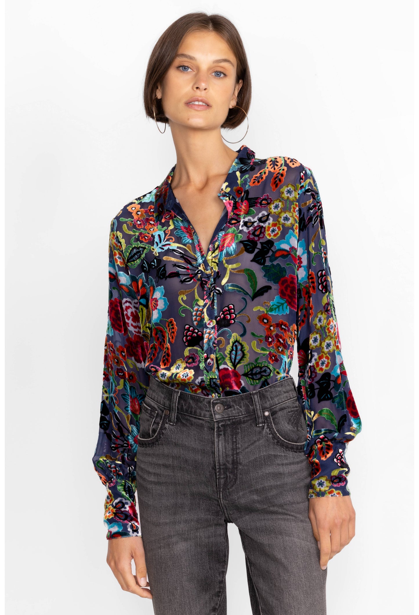 Johnny Was Minto Burnout Yrene Blouse-Multi