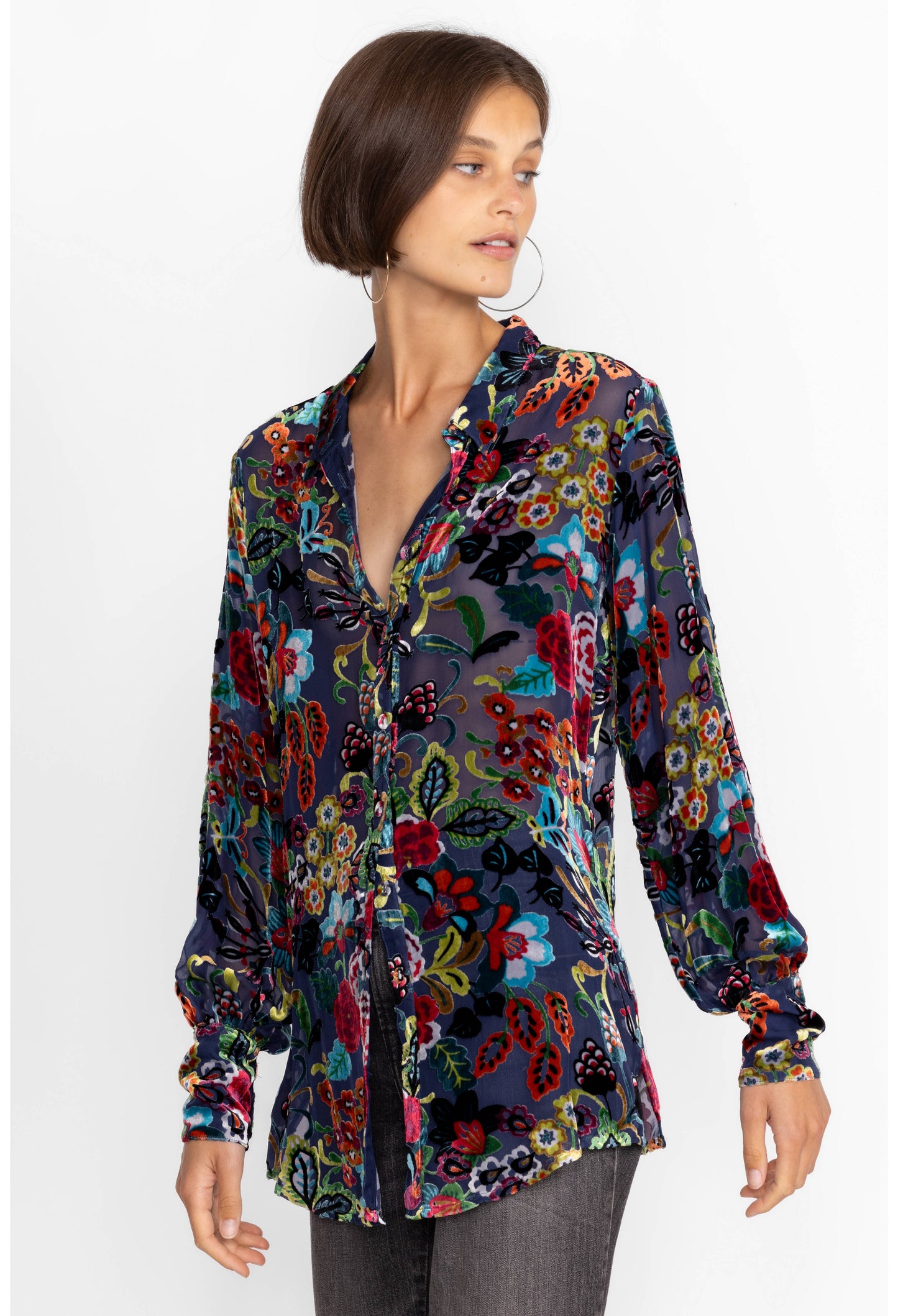 Johnny Was Minto Burnout Yrene Blouse-Multi