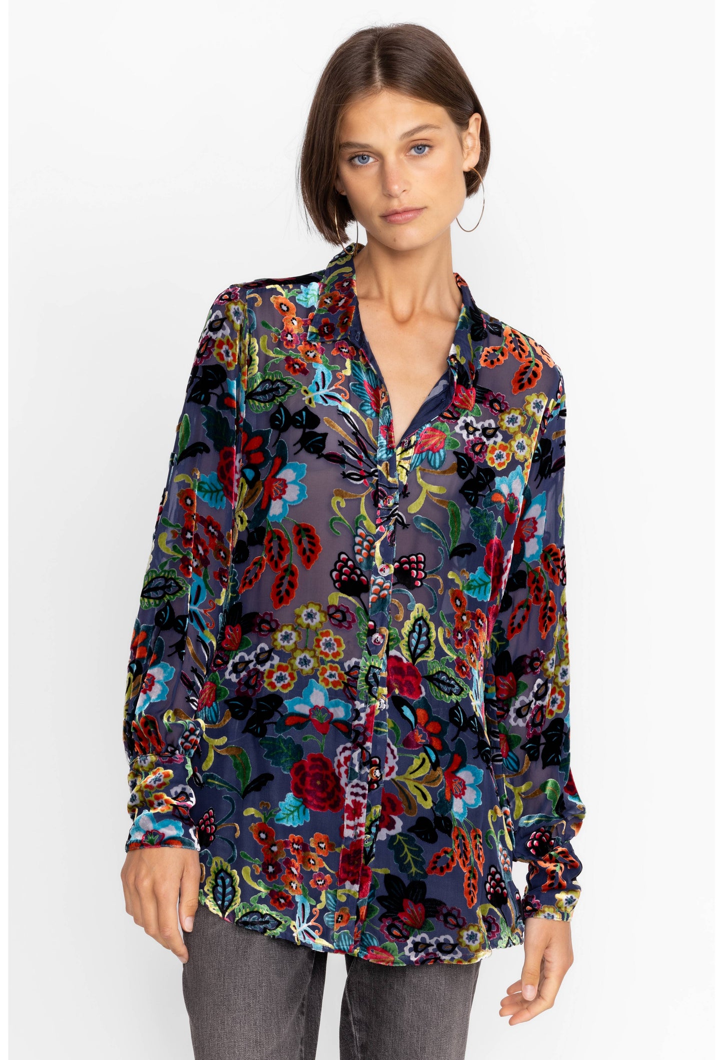 Johnny Was Minto Burnout Yrene Blouse-Multi