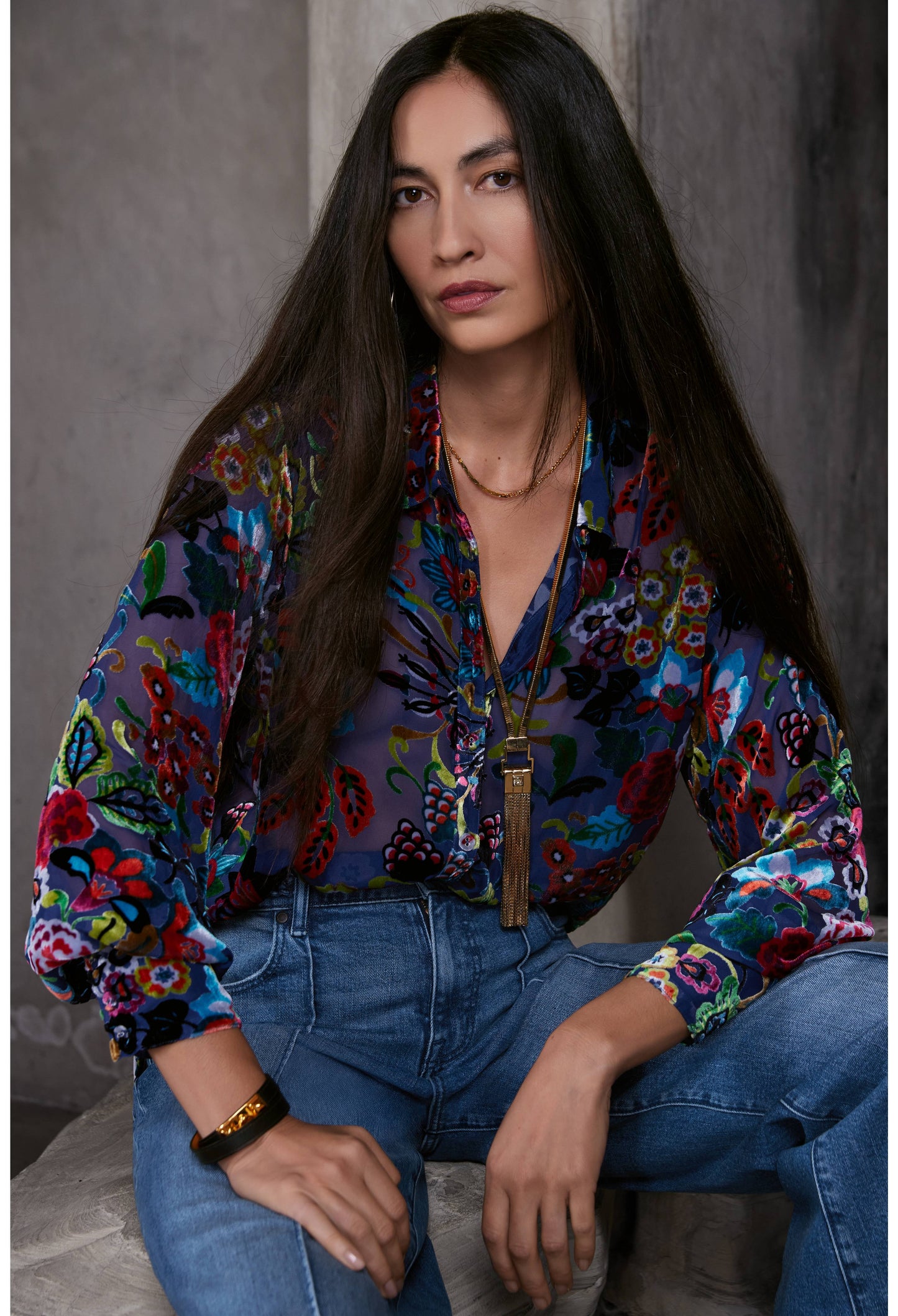 Johnny Was Minto Burnout Yrene Blouse-Multi