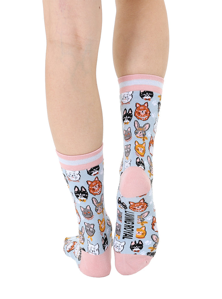 Living Royal Women's Bamboo Crew Socks - Cats