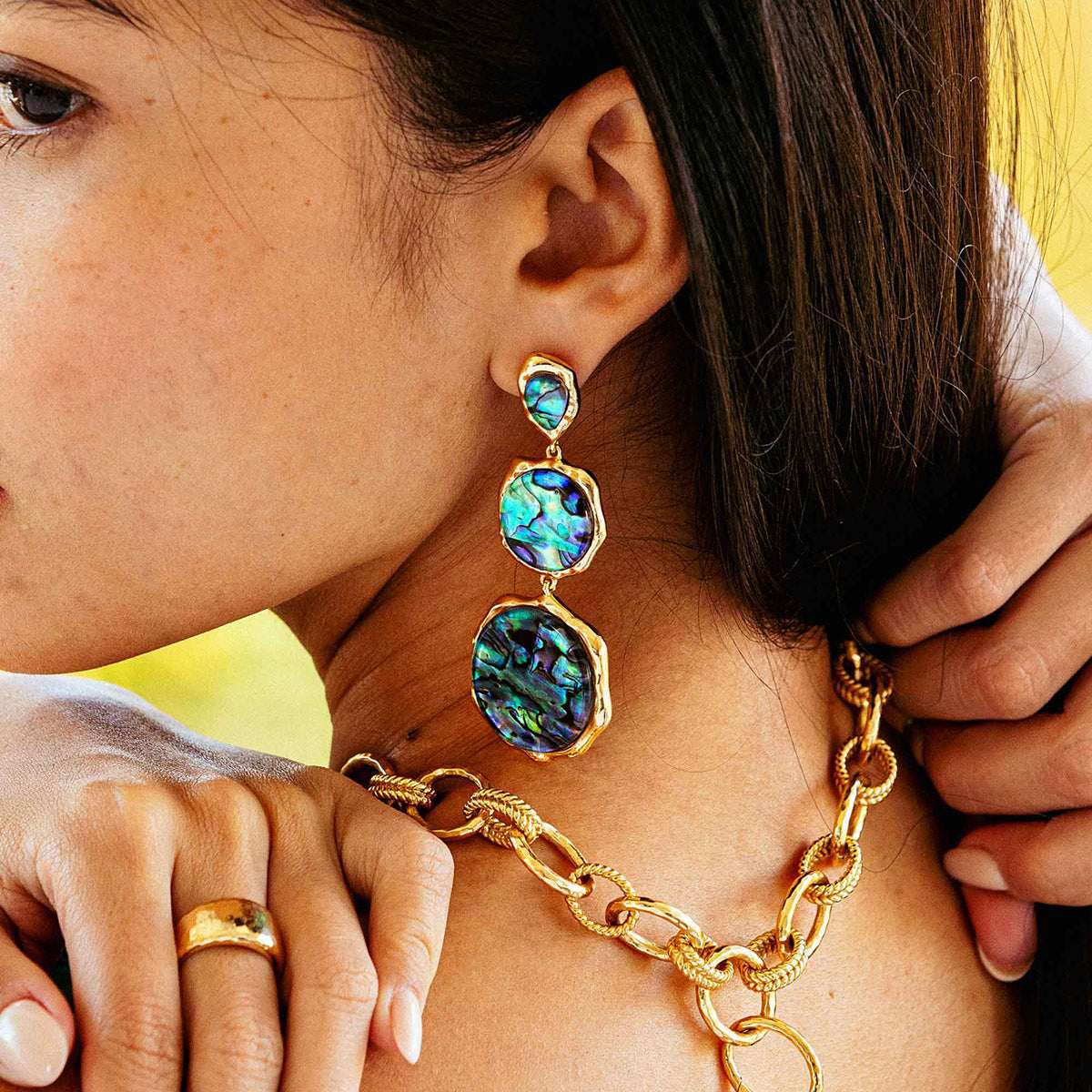 Capucine de Wulf “Aurora” Triple Drop Post Earrings - Abalone
