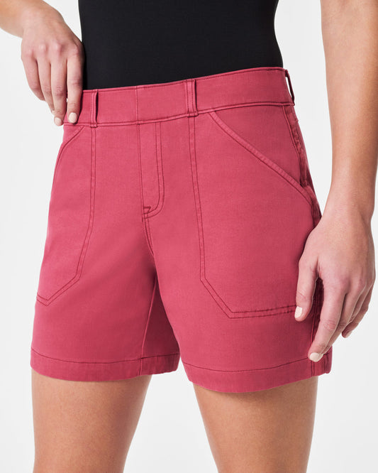 Spanx Stretch Twill Shorts, 6"-Wild Rose
