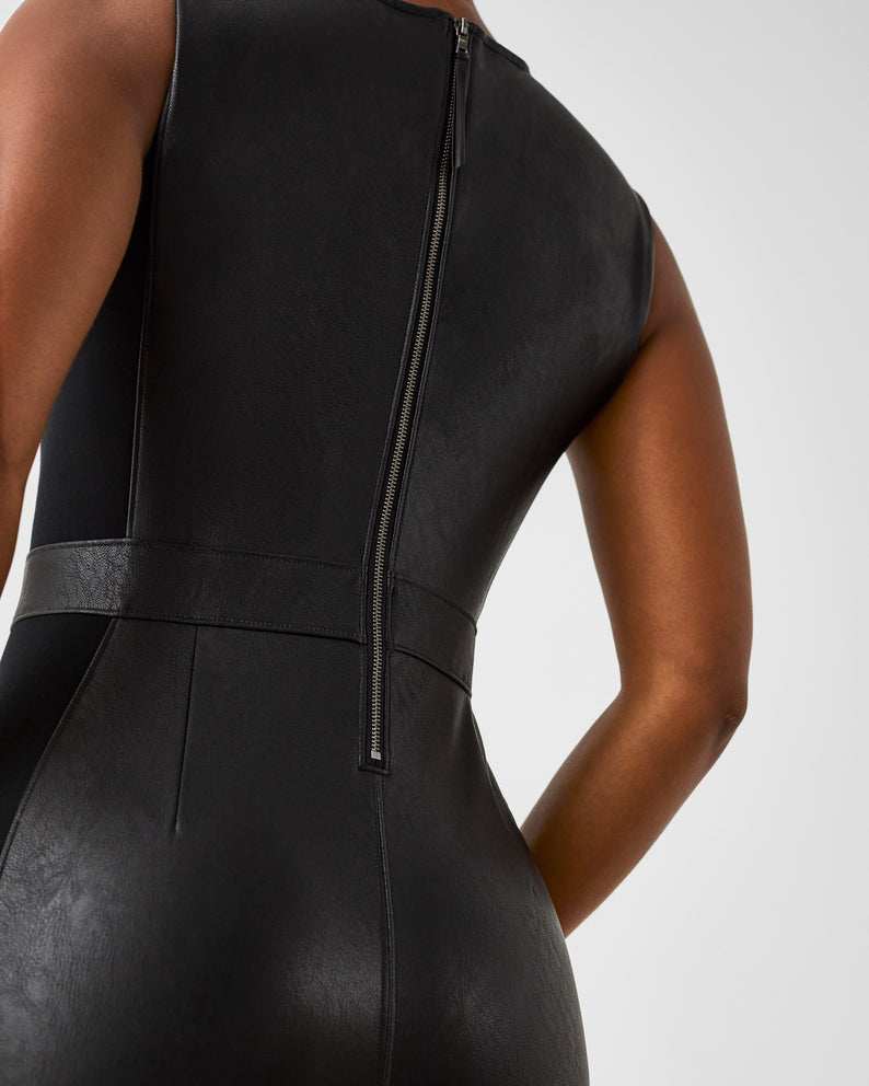 Spanx Leather-Like Combo Sheath Dress-Luxe Black