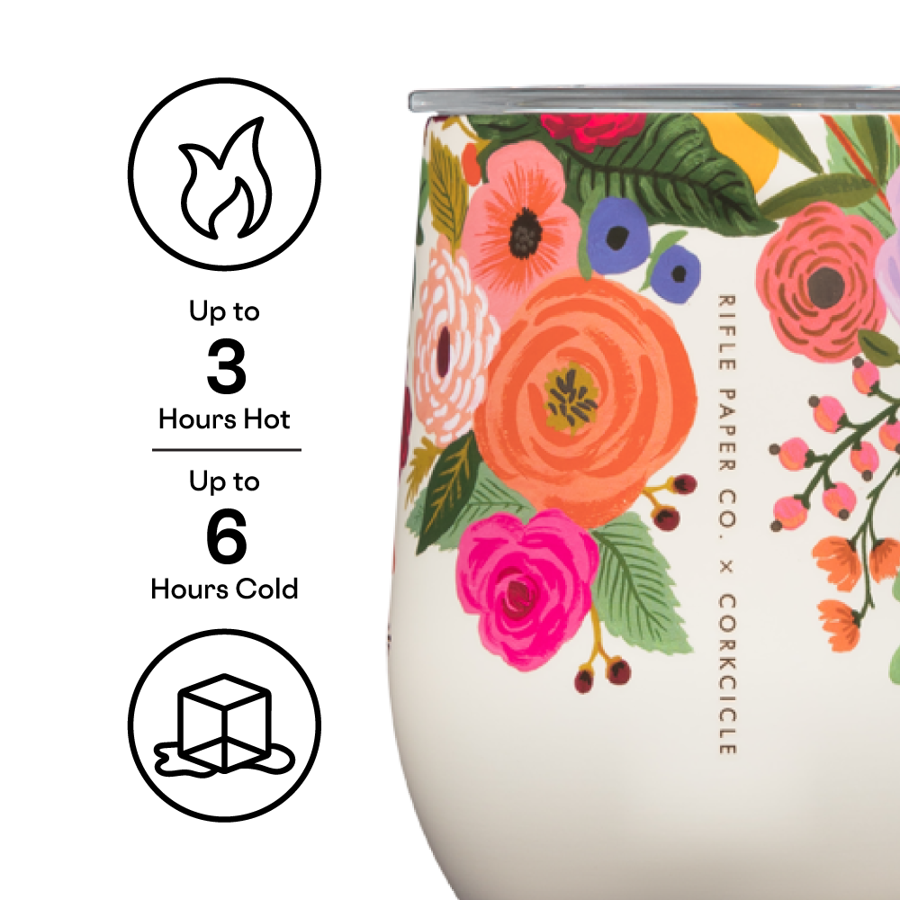 Corkcicle x Rifle Paper Co. “Garden Party Cream”- 12oz Stemless Tumbler