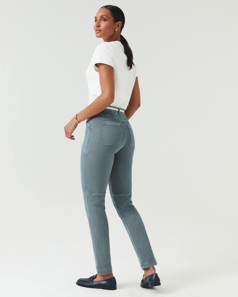Spanx Stretch Twill Straight Leg Pant-Hazy Grey Blue