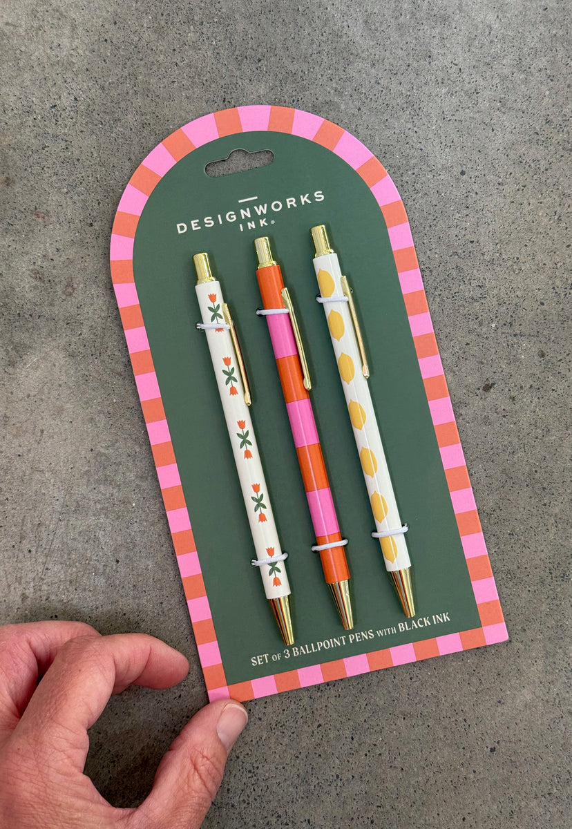 Designworks Ink A Dopo Set of 3 Pens-Flower/Stripe/Lemon