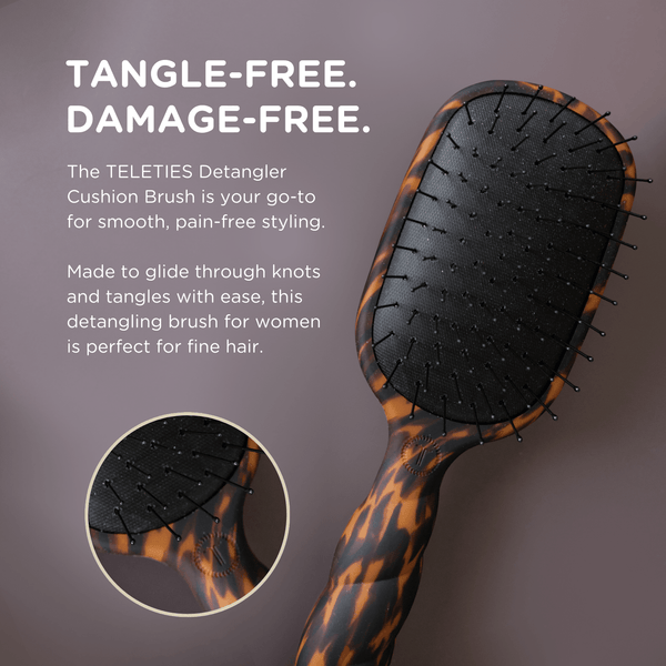 Teleties Full Sized Detangler Hair Brush for Fine Hair – Tortoise