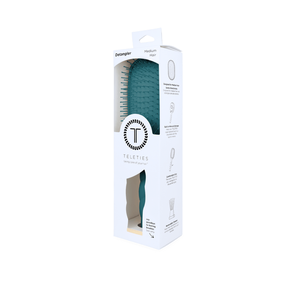 Teleties Full Sized Detangler Hair Brush for Medium Hair – Teal With It