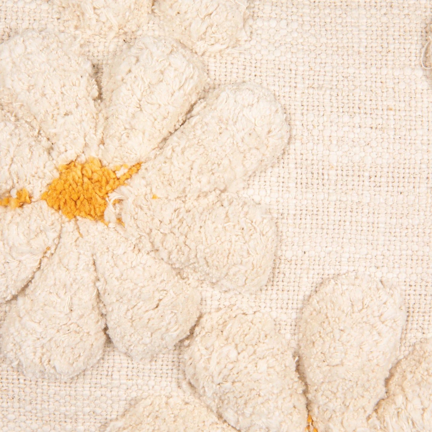 Tufted Flower Lumbar Pillow-Natural/Yellow