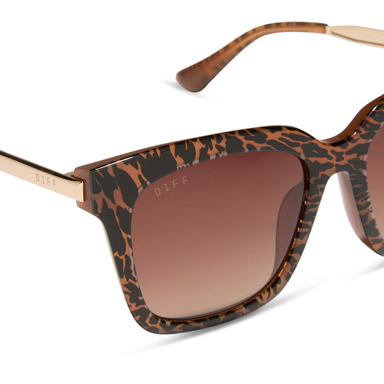 Diff Eyewear "Bella" Animal + Brown Gradient