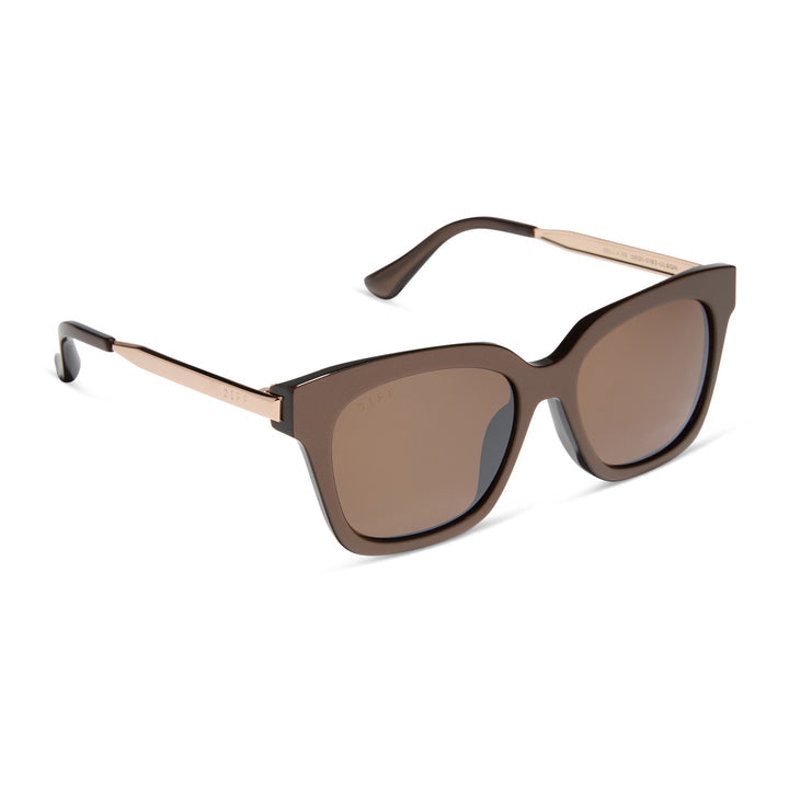 DIFF Eyewear "Bella" Moscow Mule Brown w/ Gold Flash Sunglasses