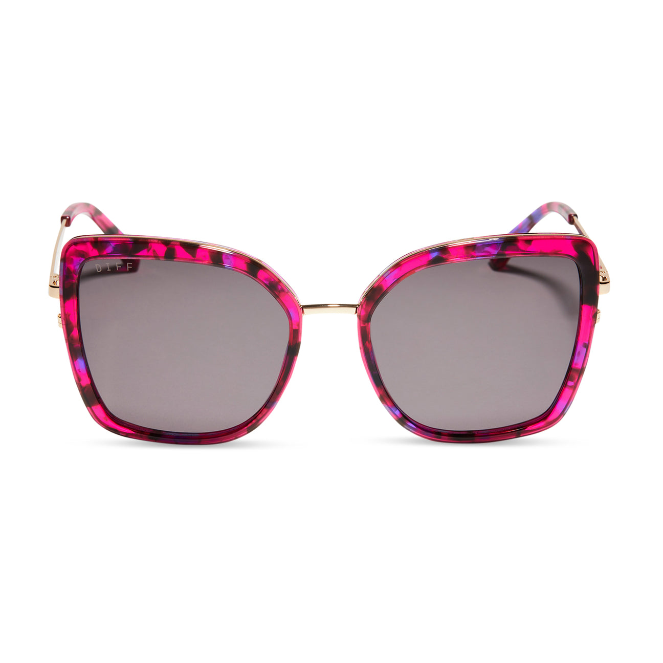 Diff Eyewear Clarisse Pink Rush Tortoise Grey Sunglasses
