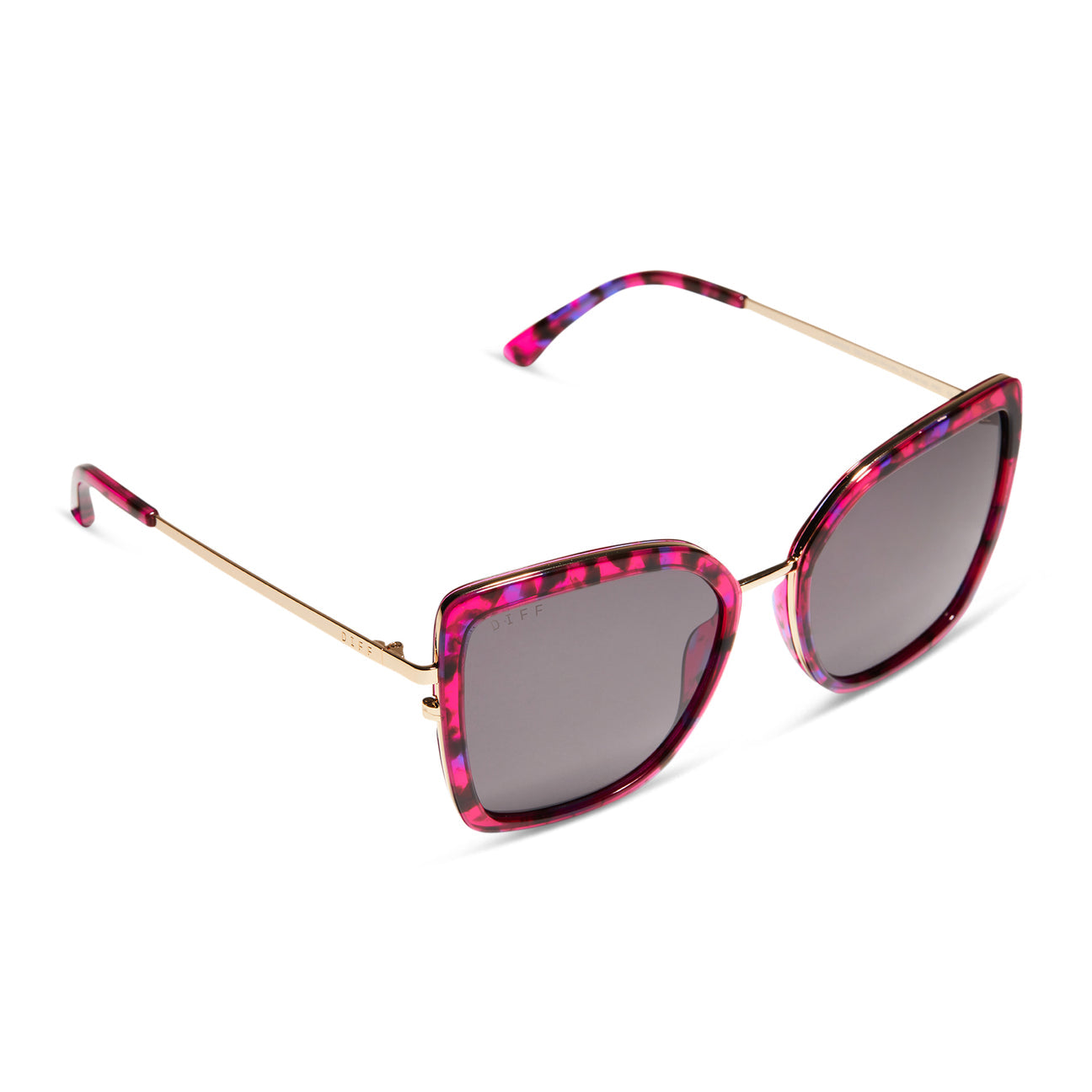 Diff Eyewear Clarisse Pink Rush Tortoise Grey Sunglasses