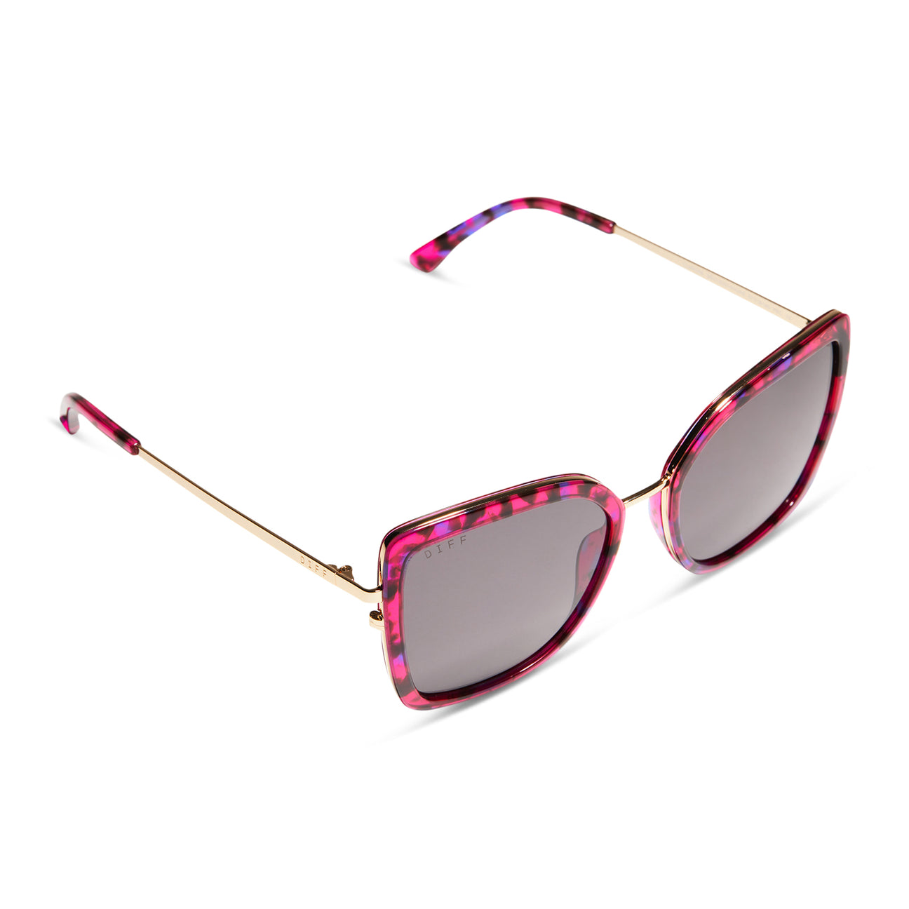 Diff Eyewear Clarisse Pink Rush Tortoise Grey Sunglasses