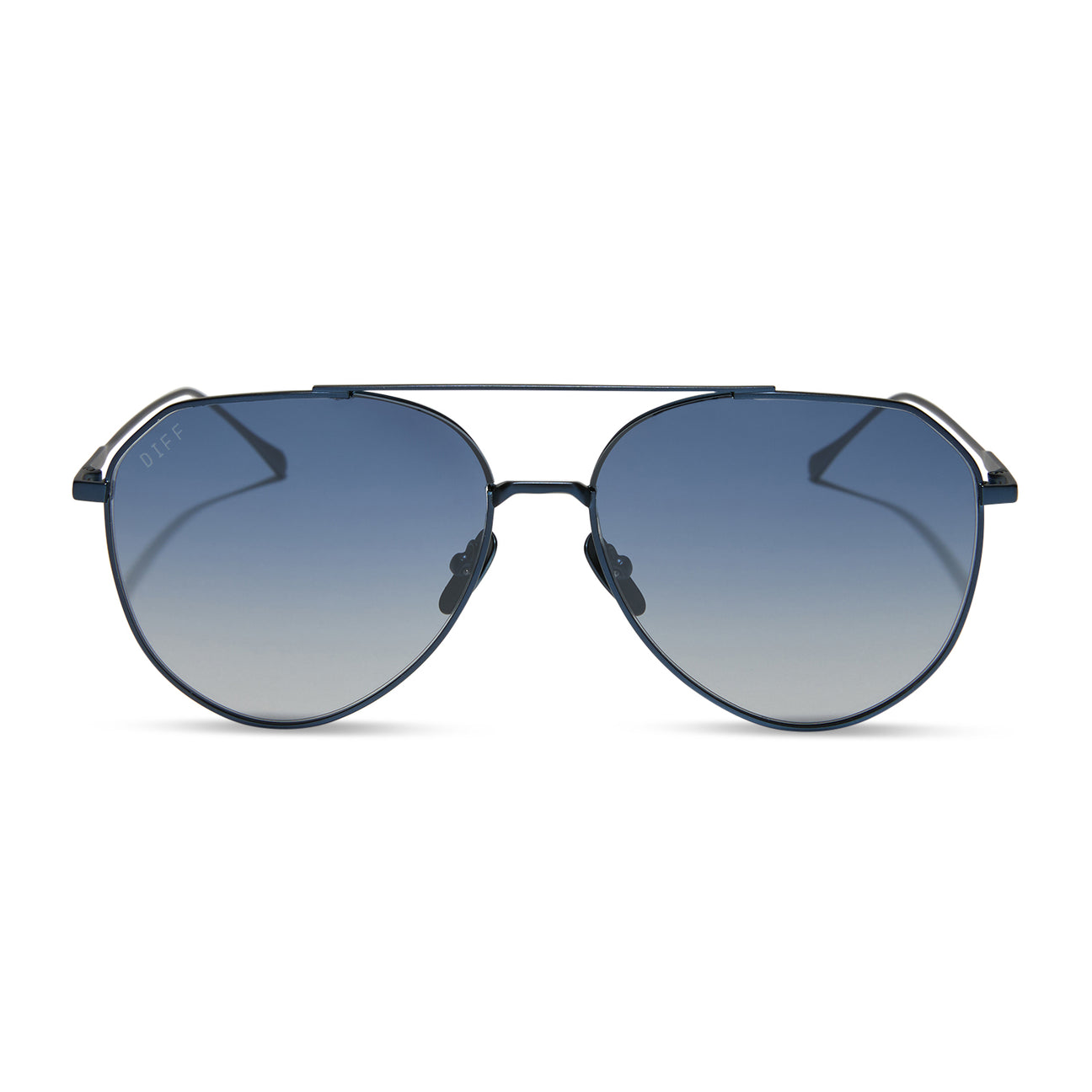 Diff Eyewear “Dash” Deep Navy Metal Aegean Blue Flash Sunglasses