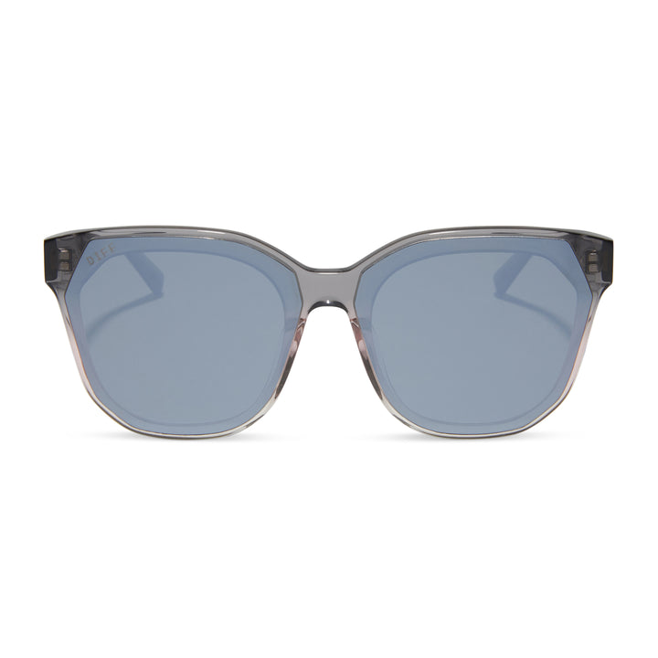 DIFF Eyewear “Gia” Smoke Rose Crystal Ombre Silver Flash