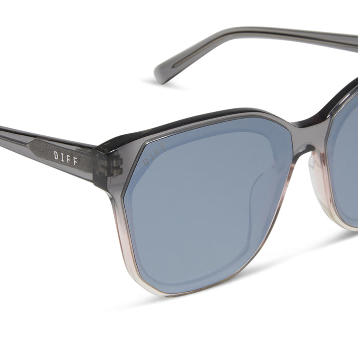 DIFF Eyewear “Gia” Smoke Rose Crystal Ombre Silver Flash