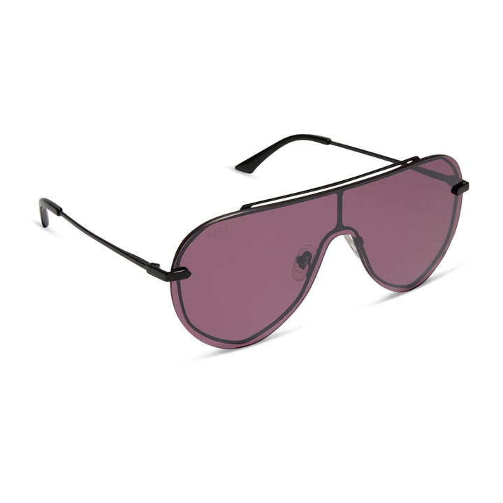 DIFF Eyewear “Imani” Black Aubergine Silver Flash Sunglasses