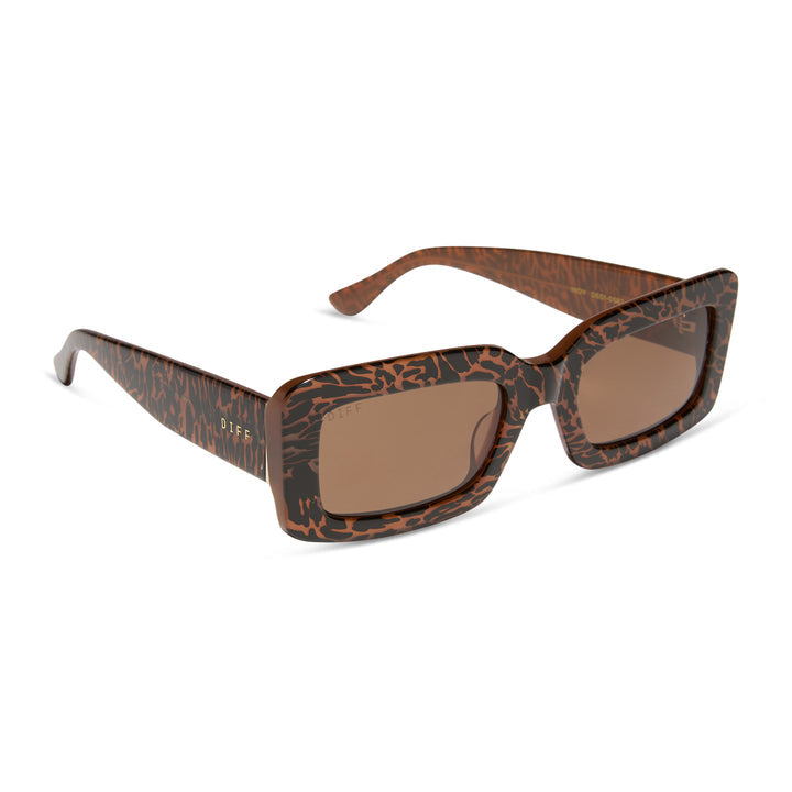 Diff Eyewear “Indy” Animal Brown Sunglasses
