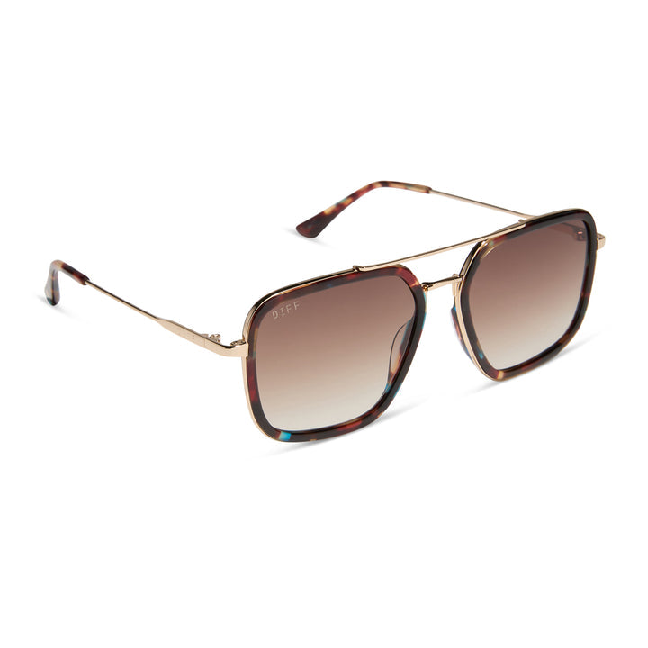 DIFF Eyewear "Jordan" Confetti Tortoise Brown Gradient Sunglasses
