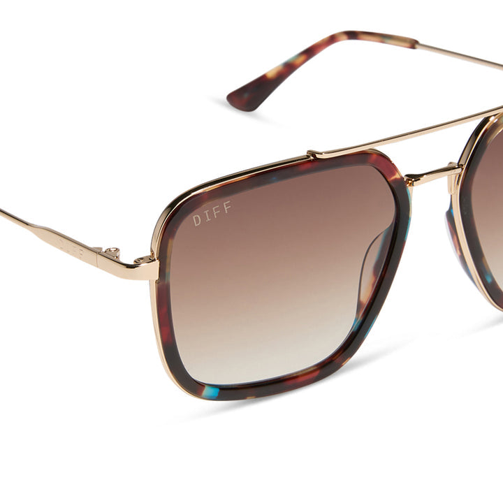 DIFF Eyewear "Jordan" Confetti Tortoise Brown Gradient Sunglasses