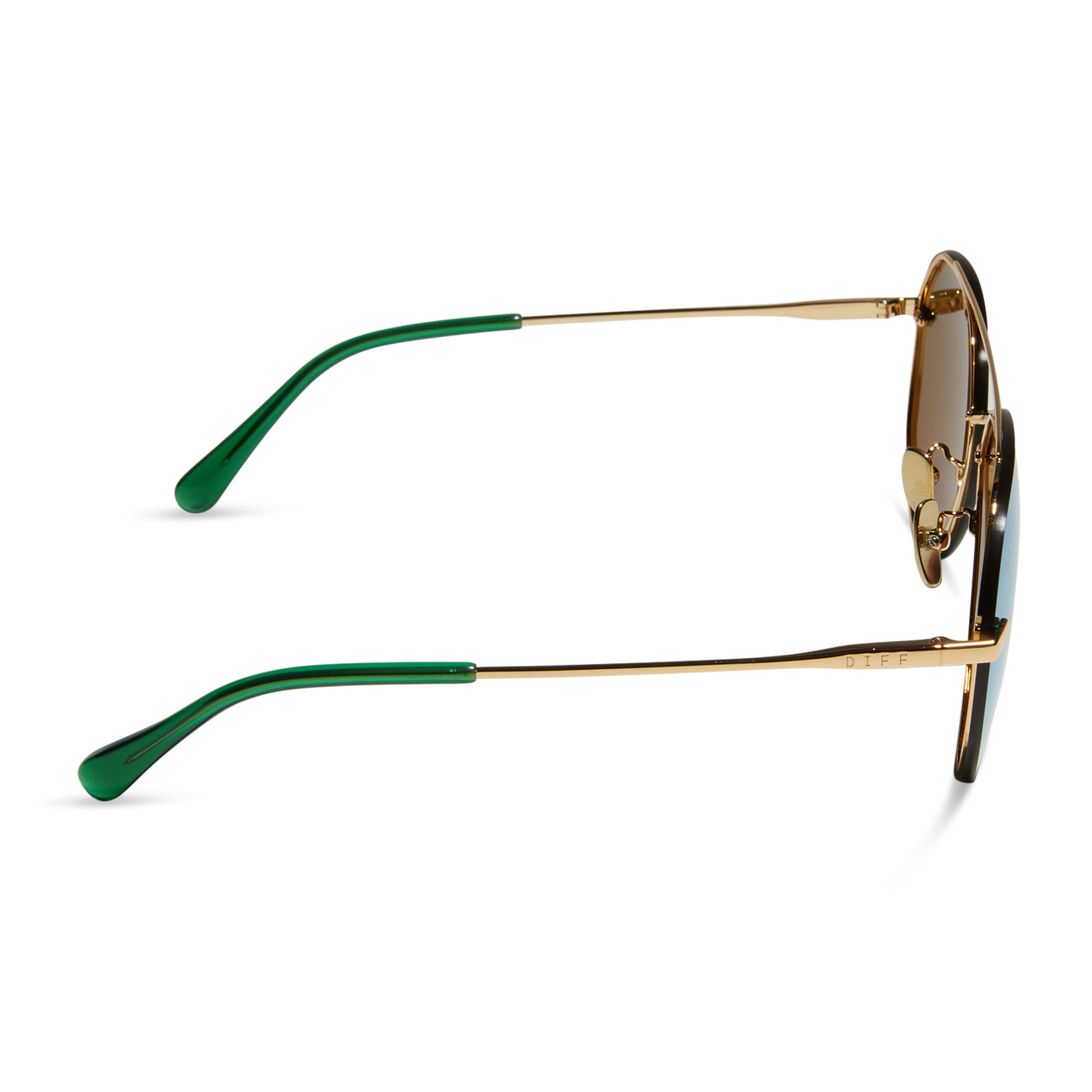 DIFF Eyewear “Lenox” Gold Green Mirror Sunglasses