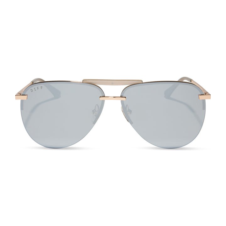 DIFF Eyewear “Tahoe” Gold Silver Chrome Mirror Sunglasses