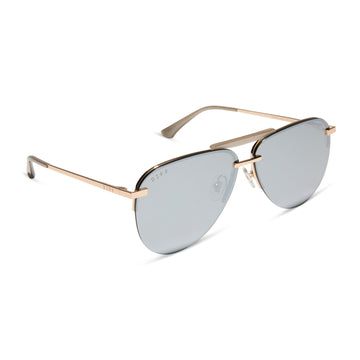 DIFF Eyewear “Tahoe” Gold Silver Chrome Mirror Sunglasses