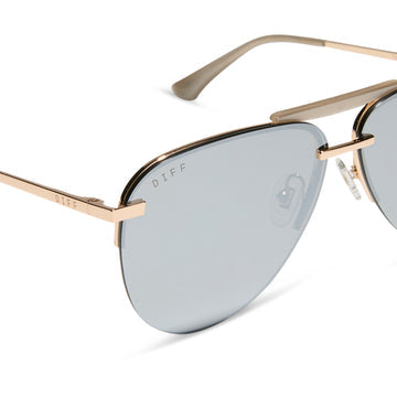 DIFF Eyewear “Tahoe” Gold Silver Chrome Mirror Sunglasses